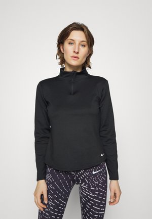 ONE HALF ZIP - Long sleeved top - black/white