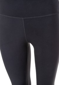 Svarta leggings med hög midja, slät tyg och platta sömmar. Designen har en åtsittande passform och minimal synlig detaljering.