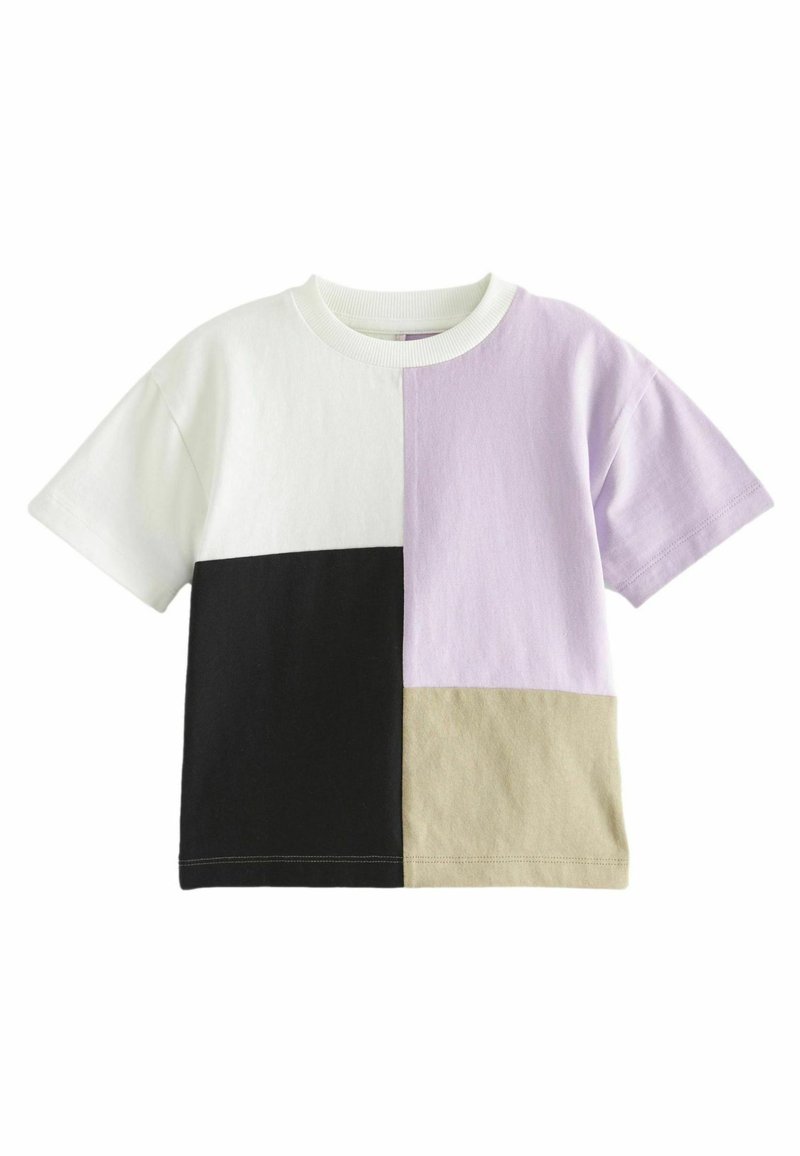 Next SHORT SLEEVE COLOURBLOCK REGULAR FIT - Triko s potiskem - black lilac purple