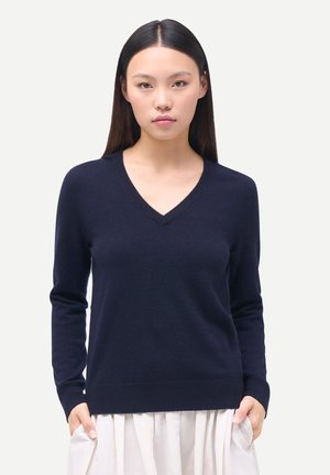 PULLOVER MIT V-AUSSCHNITT - Strickpullover - dark blue