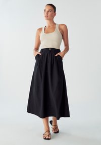 WILLA MIMIE MIDI - Pliceret nederdel /Nederdele med folder - anthracite