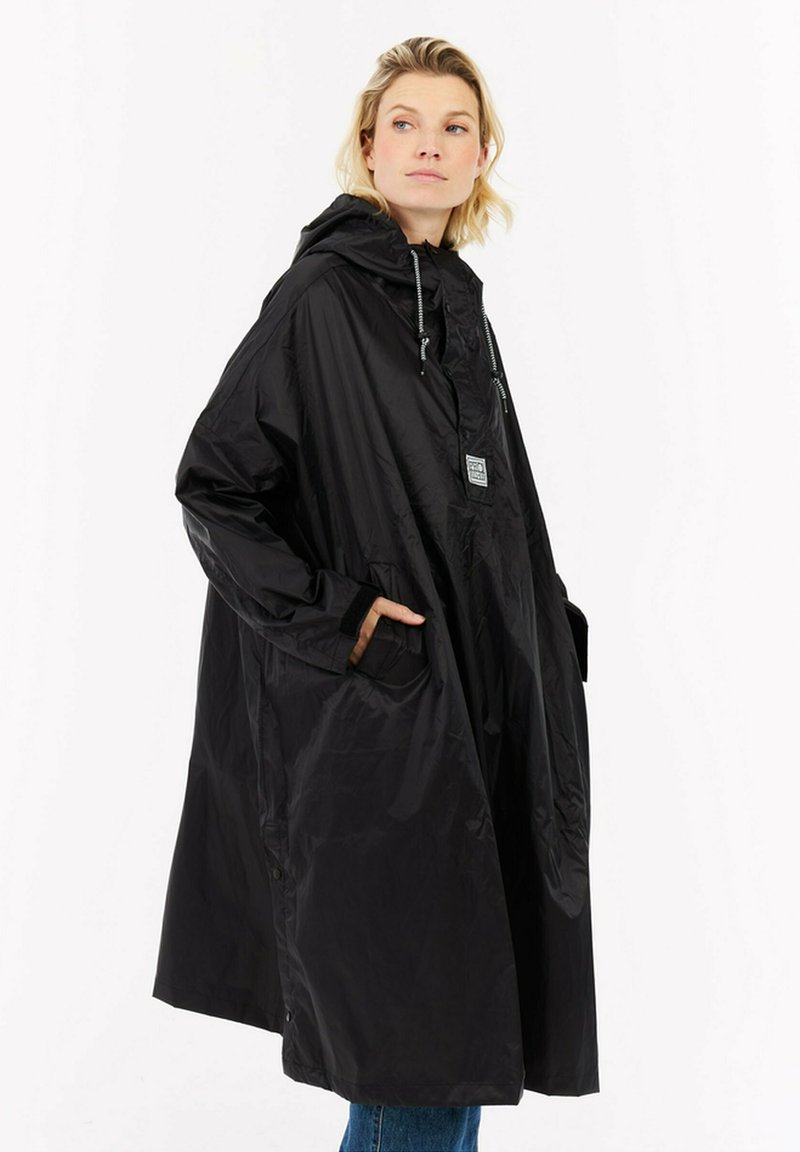 Trench Imperméable Femme Long Avec Capuche - Poncho Pluie Cape Anti-Pluie Coupe-Vent Grande Taille