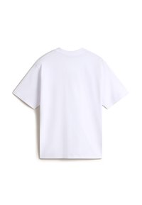 White cotton t-shirt featuring a classic crew neckline and short sleeves, with a smooth texture and a straight hemline.