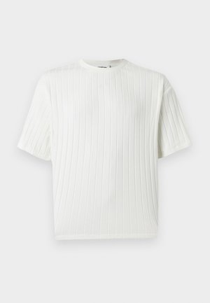 YOURTURN, BOXY CROPPED FIT WIDE RIB - Lihtne T-särk - egret