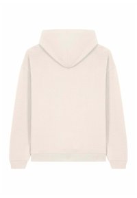 Felpa grigia chiara con cappuccio, caratterizzata da una vestibilità comoda, polsini e orlo a coste, con una texture liscia e senza loghi o motivi visibili.