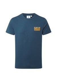 Navy blue short-sleeve T-shirt with round neck and small yellow text "TOG TWENTY FOUR ENDLESS SUMMER" on the left chest.