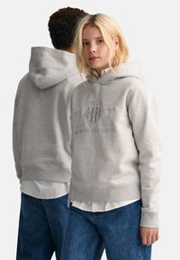 GANT TONAL SHIELD - Hoodie - light grey melange