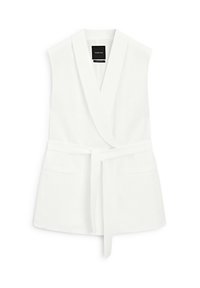 SLEEVELESS TUXEDO COLLAR WITH BELT - Bodywarmer - white