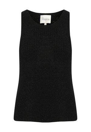 Mustikka neulottu hihaton paita, jossa on pyöreä pääntie ja slim fit -malli. Materiaalissa on tekstuuri ja hienoinen venyvyys. Kokoetiketti näkyy sisältä.