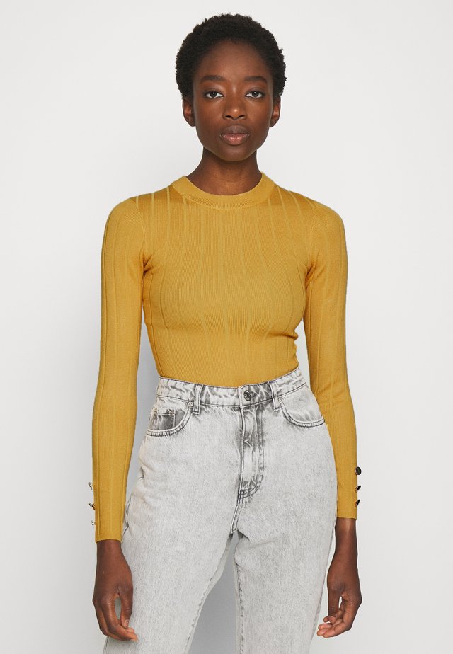 BUTTON CUFF CREW NECK - Jumper - mustard