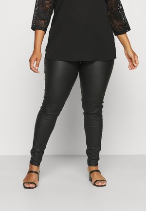 NMCALLIE COATED PANTS - Pantaloni - black