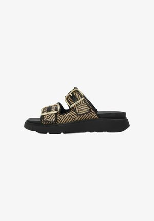 FitFlop, GEN-FF BUCKLE GRAPHIC-WEAVE TWO-BAR SLIDES - Muiltjes - black