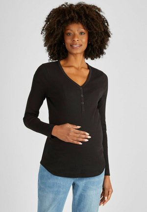 MATERNITY AND NURSING POPPER FRONT  - Top dugih rukava - black