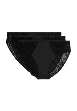 Svart spets-boyshorts i set om tre, med en solid frontpanel och spetsdetaljer på sidorna samt en slät midjeband.