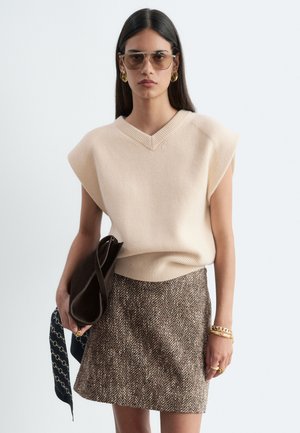 & OTHER STORIES, & OTHER STORIES TEXTURED MINI SKIRT - Jupe trapèze - beige melange