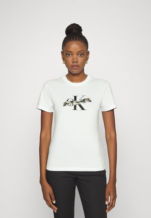 FLORALS MONOLOGO SLIM TEE - Print T-shirt - bright white