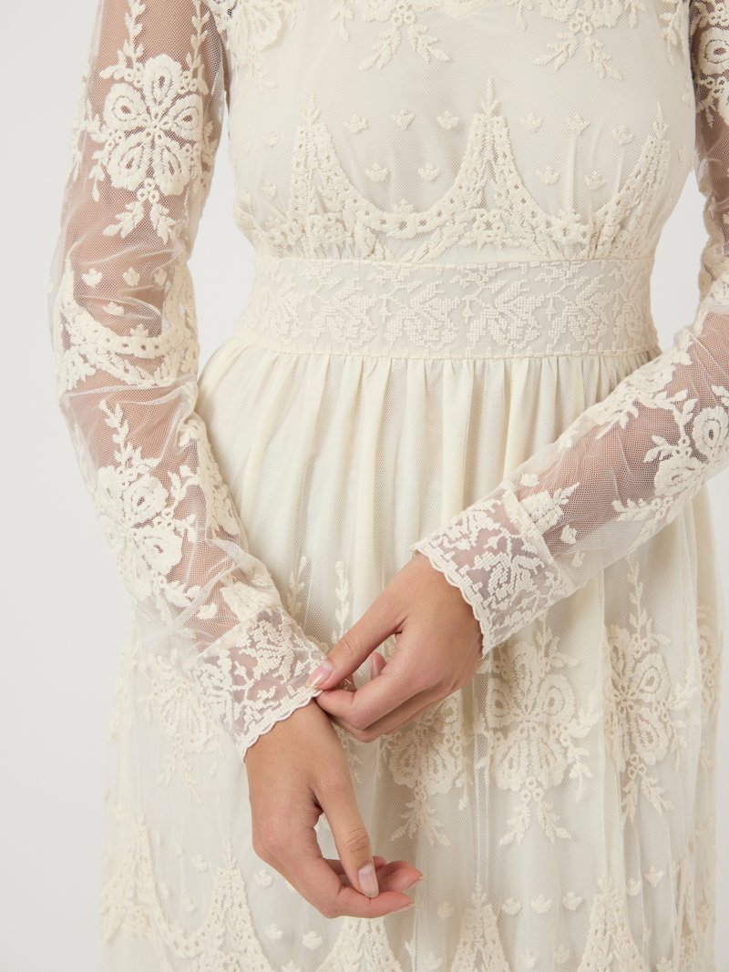 white high neck lace bodycon dress Liana Textured Bodycon Maxi Dress main image 1
