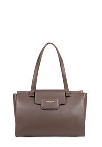 Borsa in pelle marrone Lancaster Paris con doppie spalline e tasca anteriore con patta caratterizzata da lettering in oro.