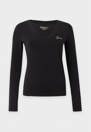 Guess, NEW LS VN MINI LOGO TEE - T-shirt à manches longues - jet black a