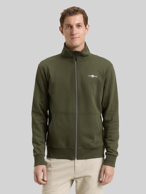 TOM TAILOR, STAND-UP SWEAT JACKET - Lukuga pusa - deep forest green