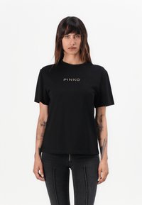 Pinko STREPITOSO LOGO STRASS EASY - T-shirt print - nero limousine