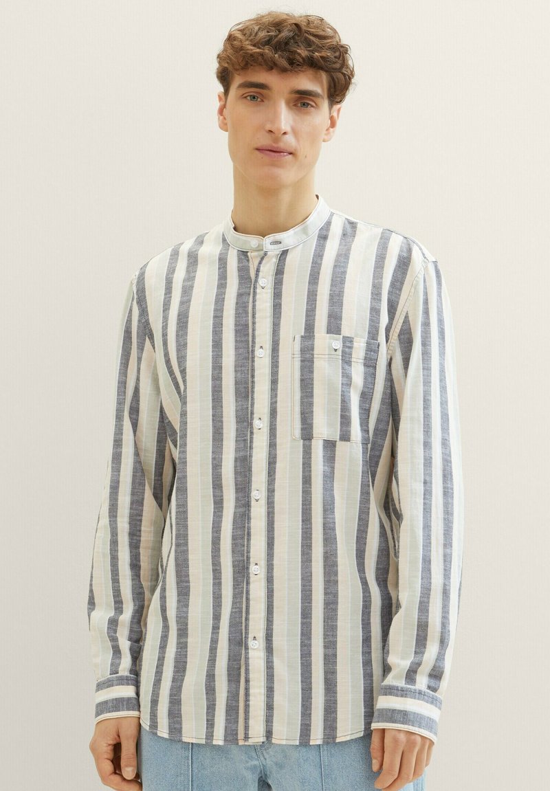 TOM TAILOR DENIM GESTREIFTES - Hemd - black bright orange stripe