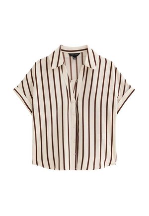 New Look, STRIPED SHORT SLEEVE SHIRT - Camicia - brown pattern