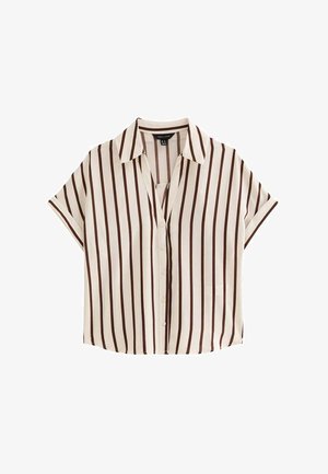 New Look, STRIPED SHORT SLEEVE SHIRT - Camicia - brown pattern