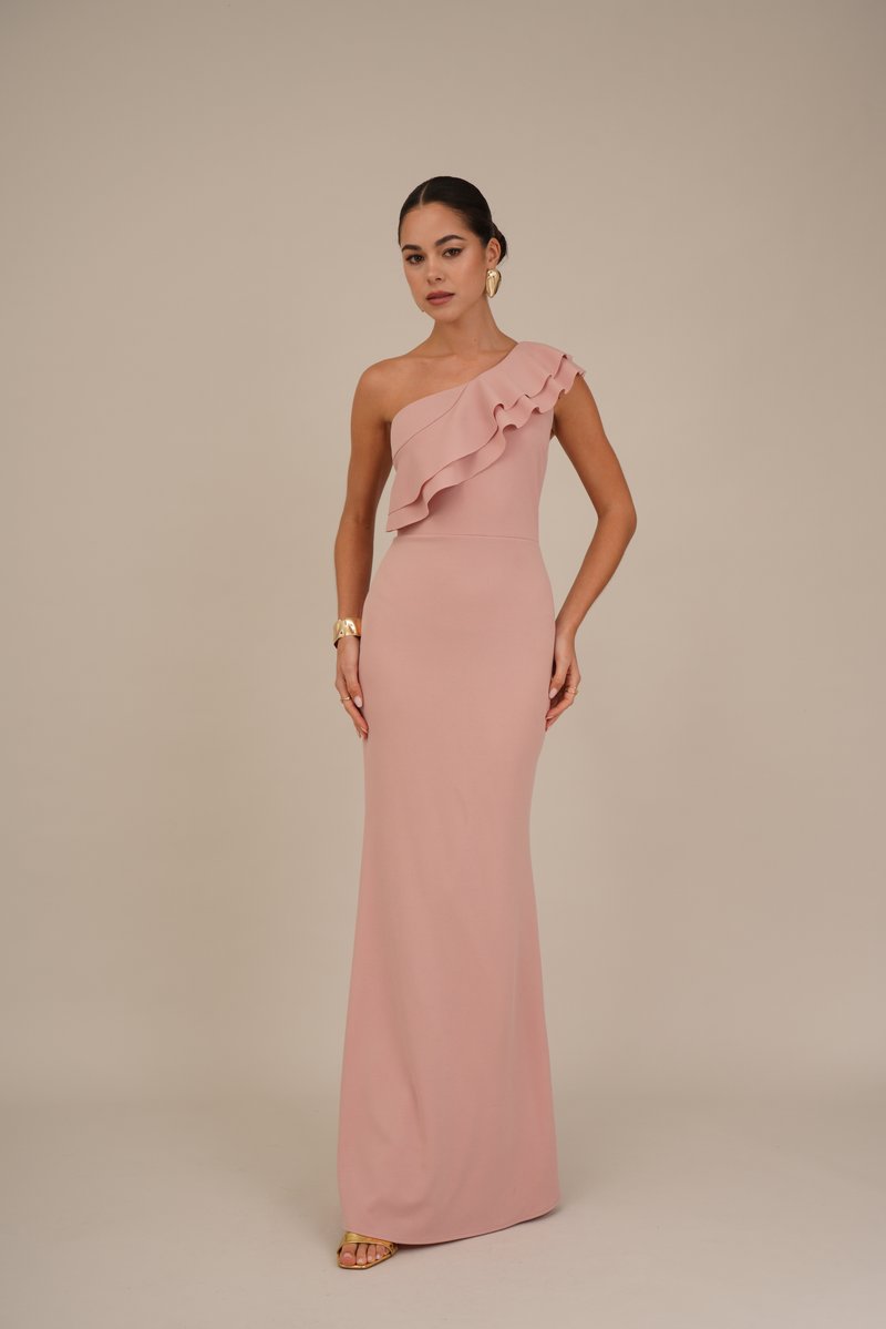 WAL G. JOLAN RUFFLE MAXI - Jerseykjole - blush pink