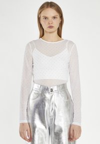 Glamorous LONG SLEEVE - Body - white rhinestone mesh