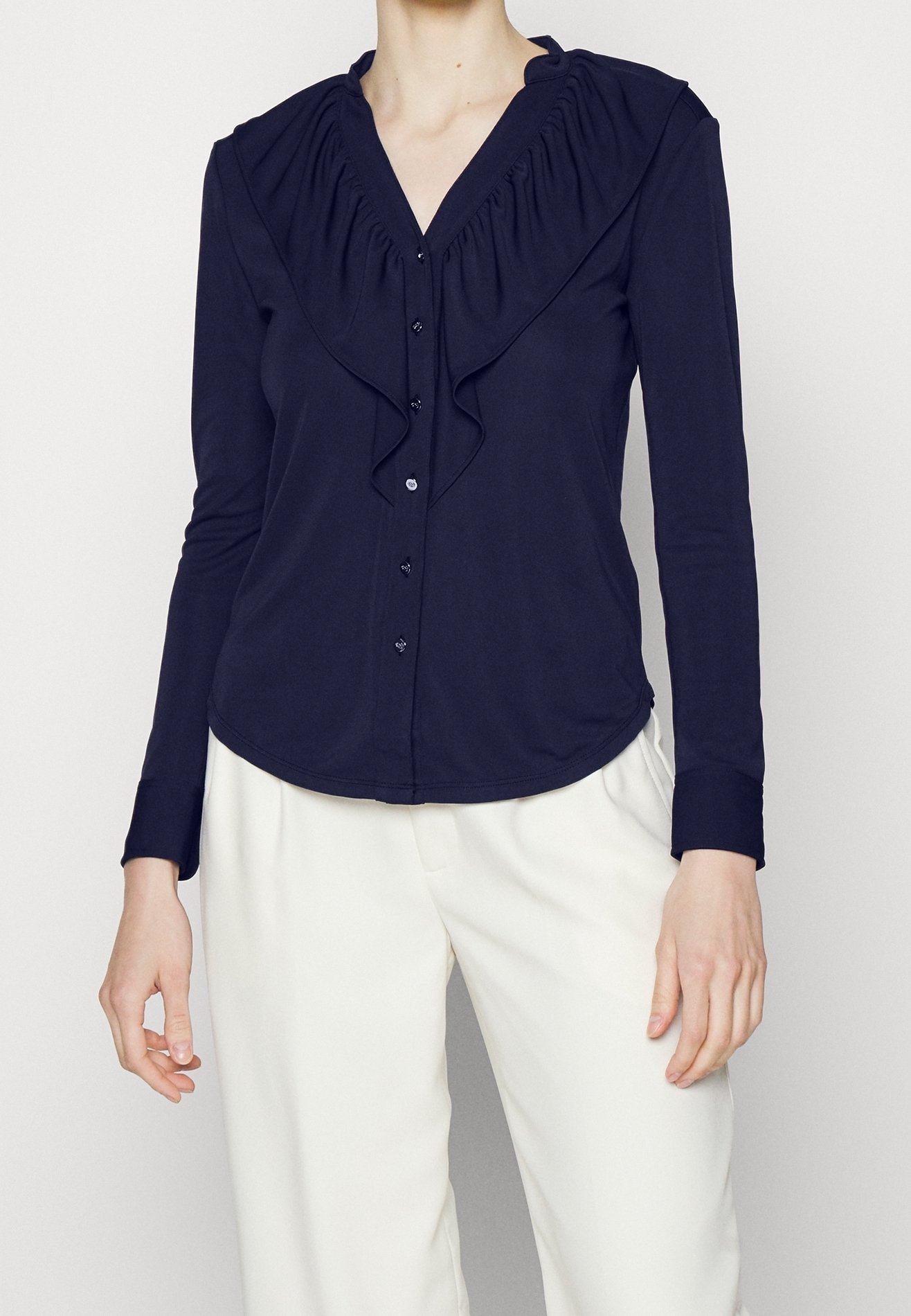 Chemisier Femme Old Navy - Bleu Marine, 100% Coton - Boutonné Devant, Manches Longues - Taille L
