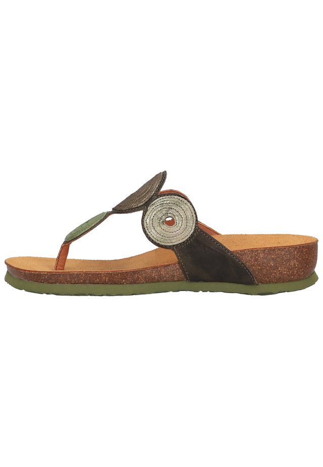Sandalen met sleehak - oliv/kombi