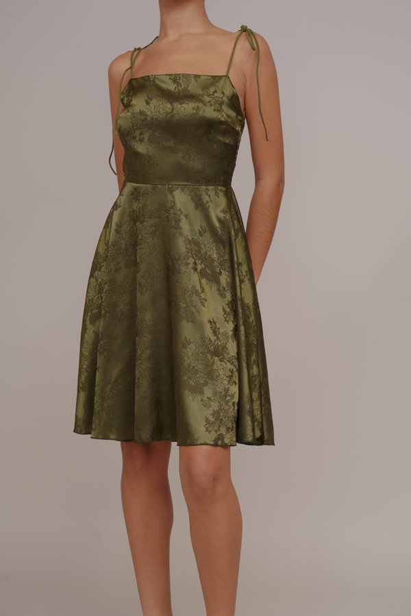 FLORAL BOW TIE SKATER - Cocktail dress / Party dress - dark khaki4