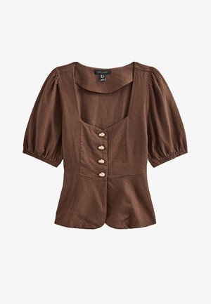 New Look, DARK RICH SHELL BUTTON PEPLUM TOP - Blouse - dark brown