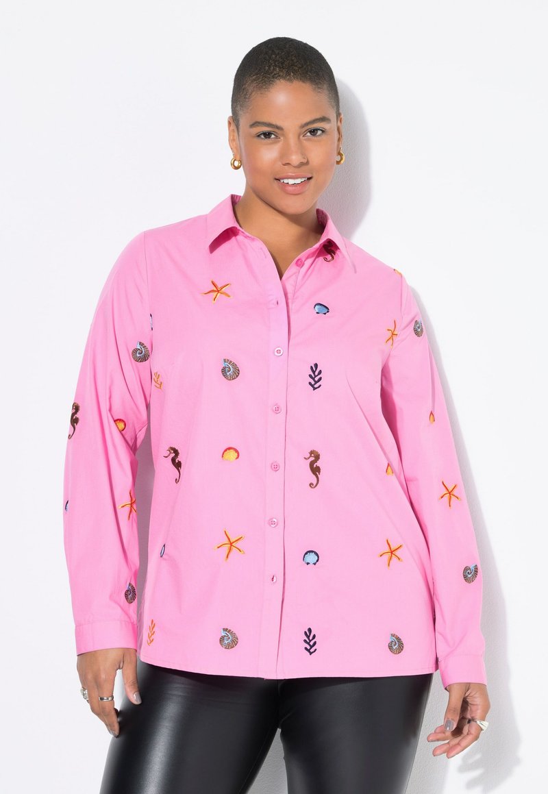 Studio Untold - BOXY SHAPE MEERES-STICKEREI - Hemdbluse - pink, Vergrößern
