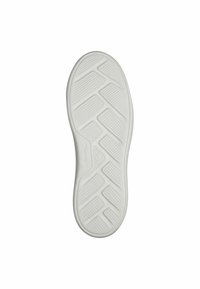 Semelle de chaussure en caoutchouc blanc avec un motif de grip texturé, présentant un motif de semelle en forme de diamant et une bordure lisse. Aucun logo ou accent visible.
