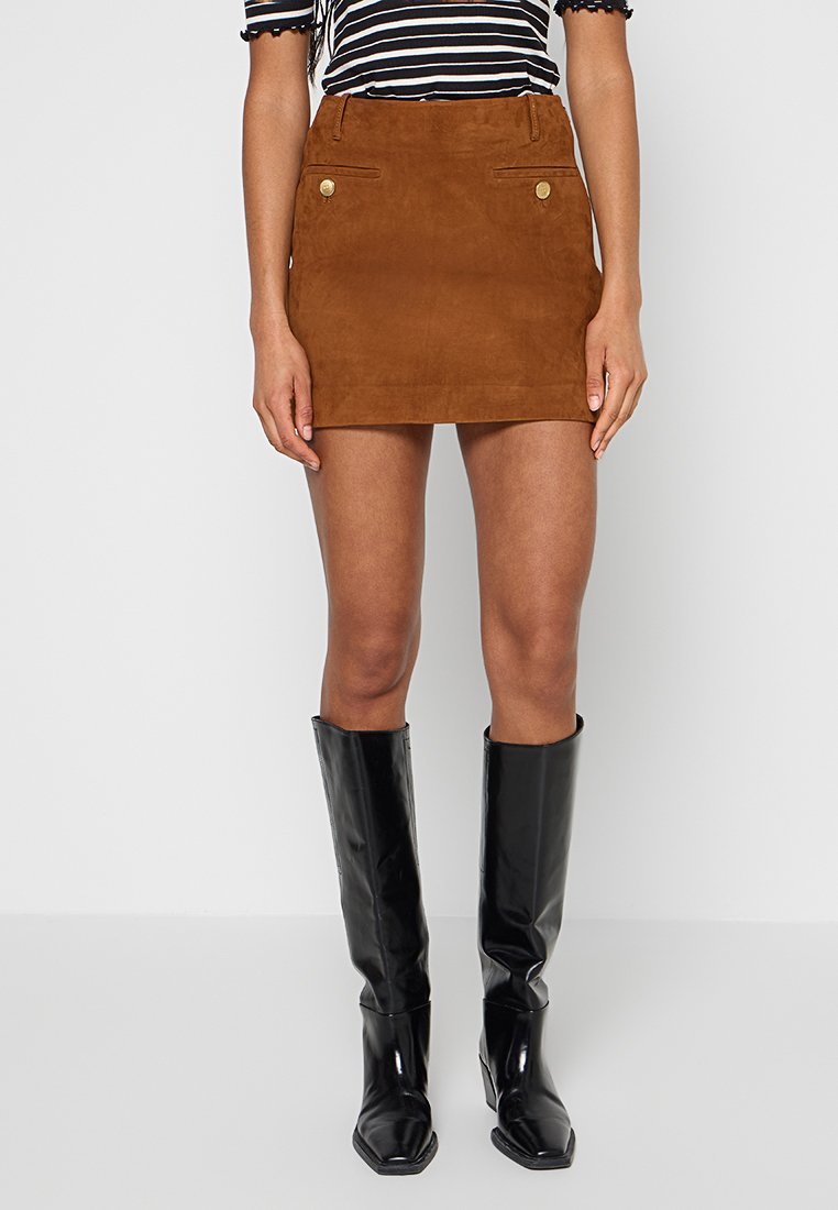 Tommy Hilfiger Leren rok bruin