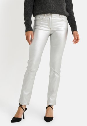 DROIT ENDUIT ESTELE - Vaqueros slim fit - argenté