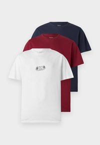 JORRETRO TEE CREW NECK 3 PACK - T-shirt imprimé - bright white/navy blazer/tibetan red