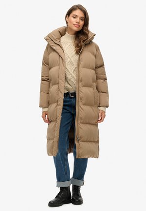 Superdry & Co LONGLINE HOODED PUFFER - Cappotto invernale - fossil brown