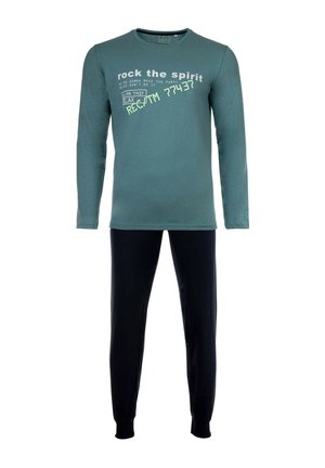 SET 2-TLG LANG BÜNDCHEN - Pyjama - blau grün