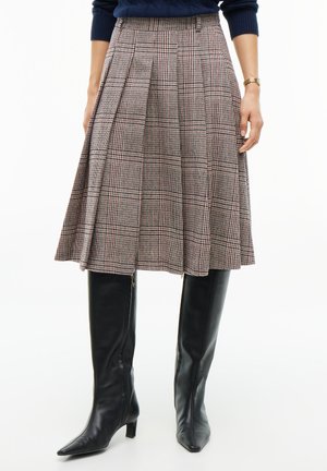 Tommy Hilfiger, TEXTURED WOOL BLEND CHECK PLEATED SKIRT - А-образна пола - red check