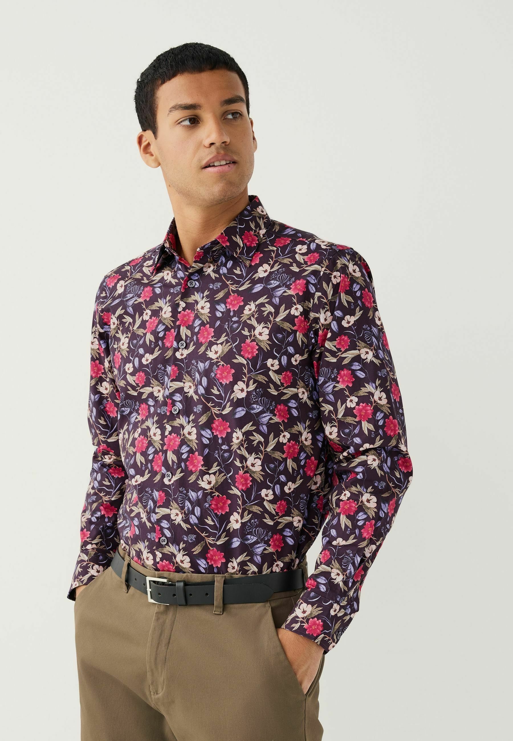 Chemise Homme Manches Longues à Motif Floral
