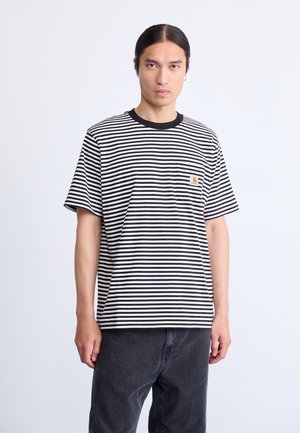 VERNER POCKET - Camiseta estampada - black/wax