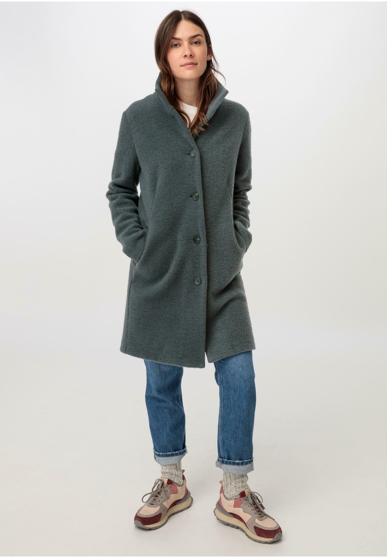hessnatur Klassischer Mantel - dunkelgrün/grün - Zalando.de