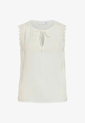 VILA, SLEEVELESS TOP VILINDY ROUND NECK - Pusero - snow white