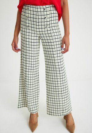PLAID SIDE HIDDEN ZIPPERED - Broek - white