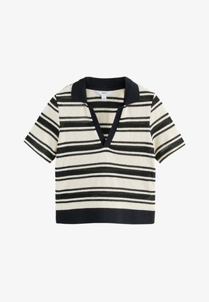 Next, REGULAR FIT - SHORT SLEEVE - Polo - black ecru stripe