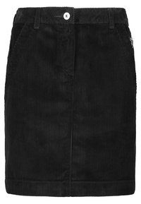 Sort kordfløjl mini-skjørt med slim fit, der har forlommer, knaplukning og lynlås i siden for nem påklædning.