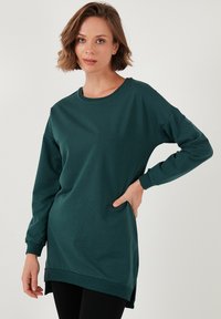 Collegepaita - dark green melange